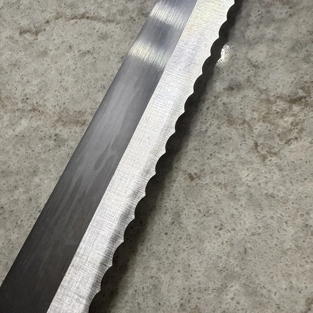 Vintage Pierre Santini Stainless Steel Serrated Carving Knife Wood Handle Japan